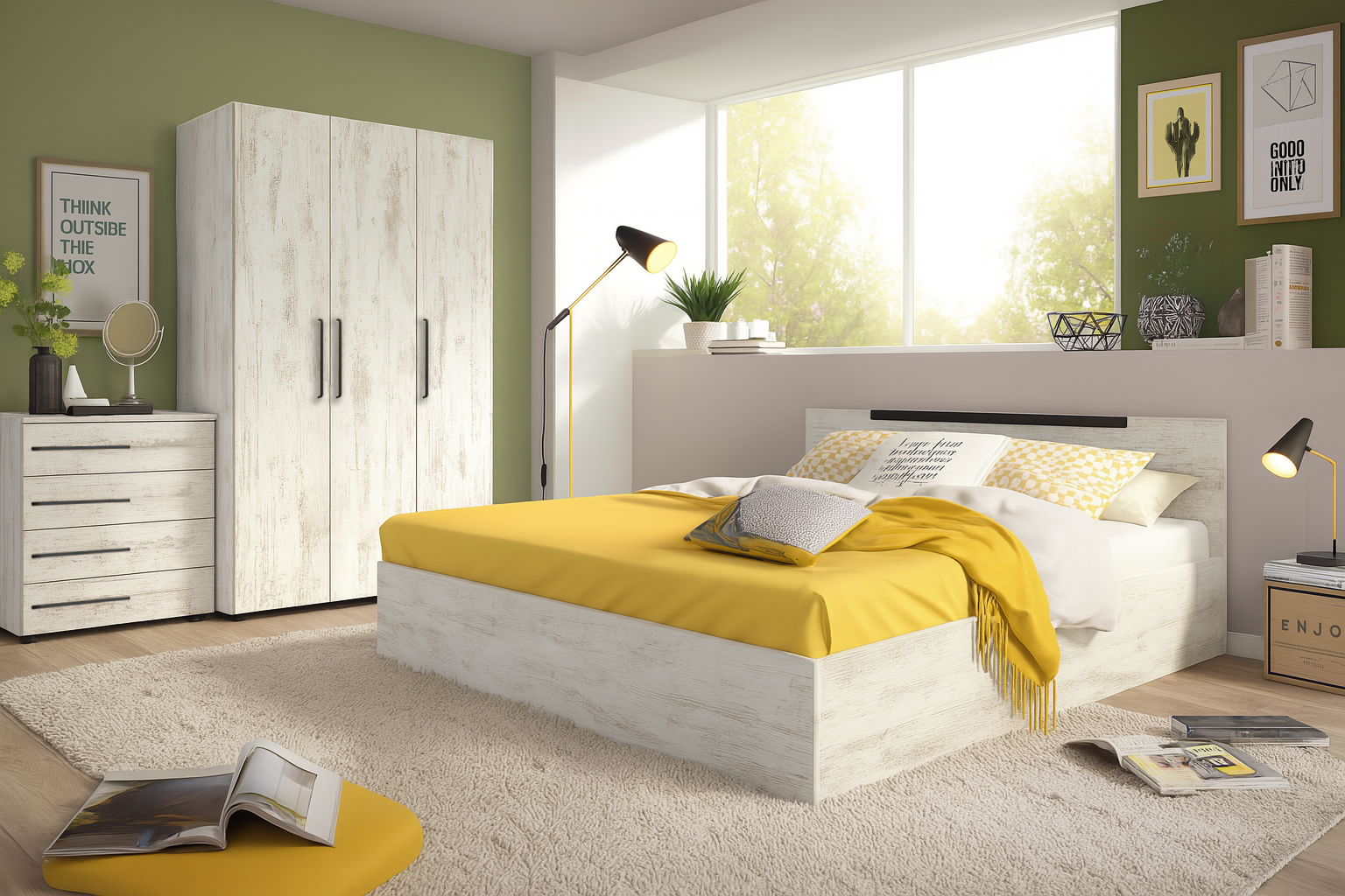 Set dormitor Ofelia pentru saltea 160/200, stejar antic  1
